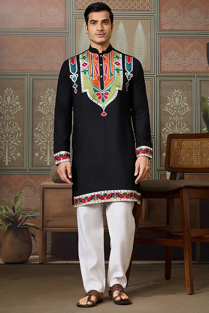 Black Trending Designer Festival Wear Men’s Kurta