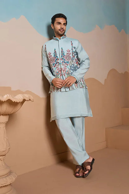 Unique Pista Color Koti Kurta Set for Men’s Style
