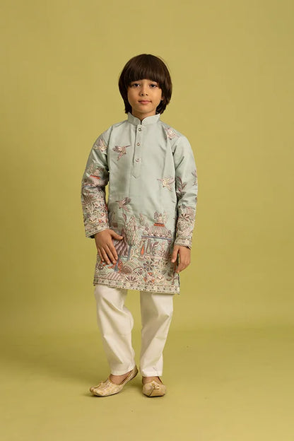 Trendy Pista Color Vantara Designer Kids Kurta Set