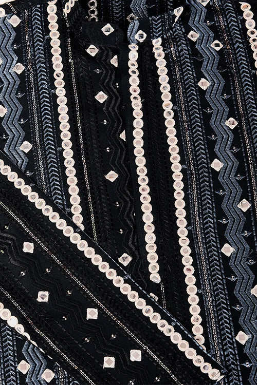 Viscose Rayon Black Color Heavy Embroidered Kurta For Men