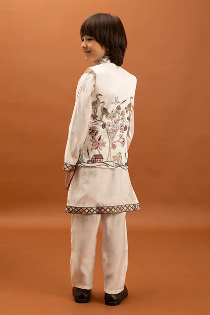 Elegant White Koti Kurta Set for Kids Traditional Wear