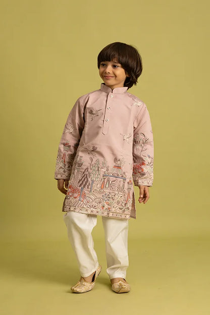 Premium Peach Color Vantara Style Boys Kurta with Pajama