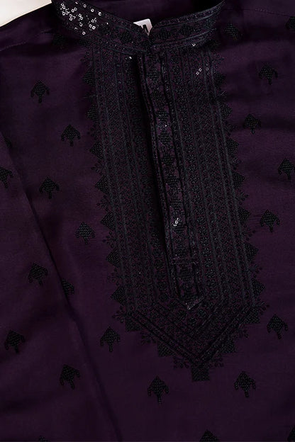 Stylish Purple Kurta For Men With Thread Work Design