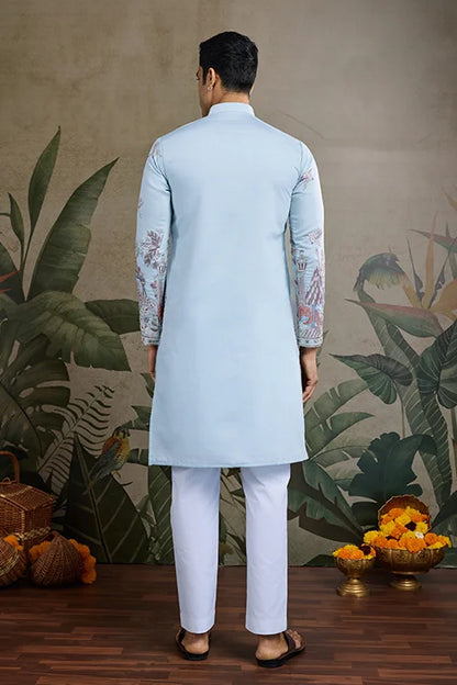 Beautiful Sky Viscose Silk Kurta Mens Wear Collection