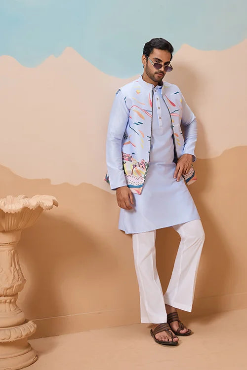 Sky Exclusive Wedding Wear Koti Kurta Pair with Mens Wear