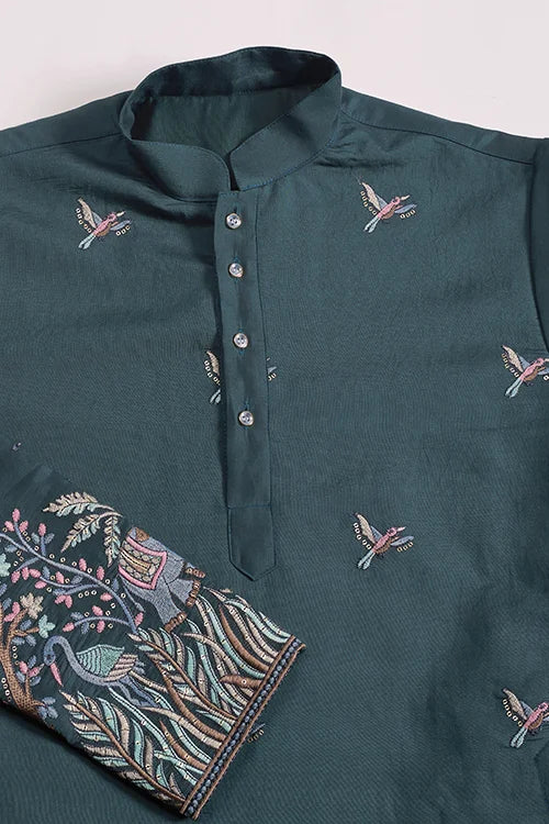 Wedding Special Elegant Festive Green Kurta for Men