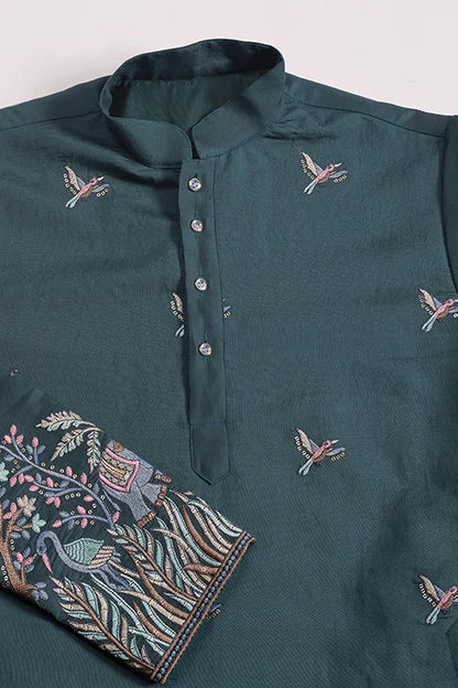 Wedding Special Elegant Festive Green Kurta for Men