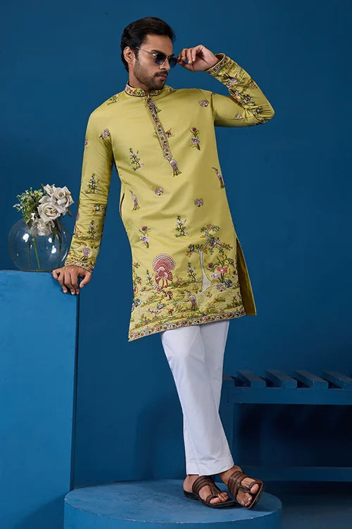 Haldi Special Yellow Outfit Kurta For Mens Wear Collection
