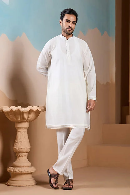 Royal Trendy White Koti Kurta Set for Men’s Wear Collection