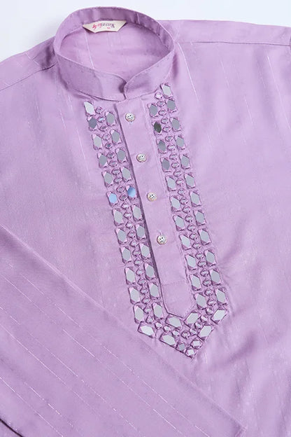 Dusty Pink Designer Men's Kurta With Real Mirror Work