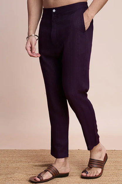 Purple Viscose Designer Kurta With Pant & Dupatta