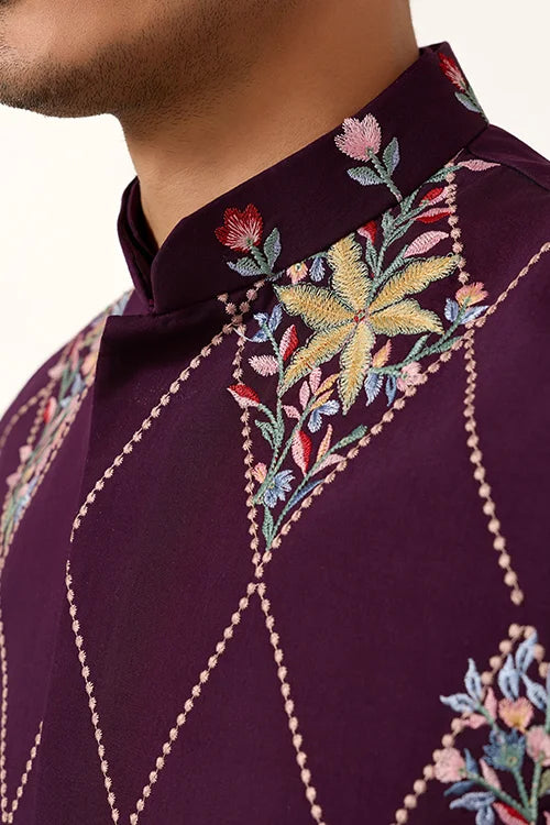 Premium Purple Koti Kurta Pajama for Wedding Wear