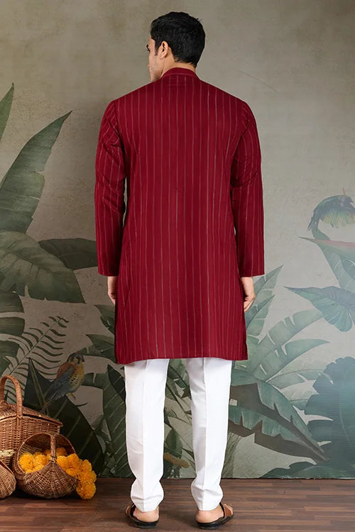 Designer Red Kurta with Dupatta for Festive Look