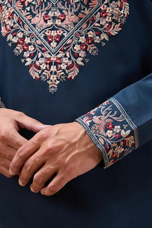 Elegant Teal Blue Kurta with Dupatta for Mens Wear