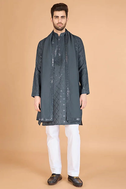 Gray Latest Branded Kurta For Mens Wear