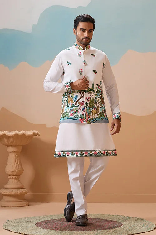 Vantara Style Premium White Mens Wear Koti Kurta Collection