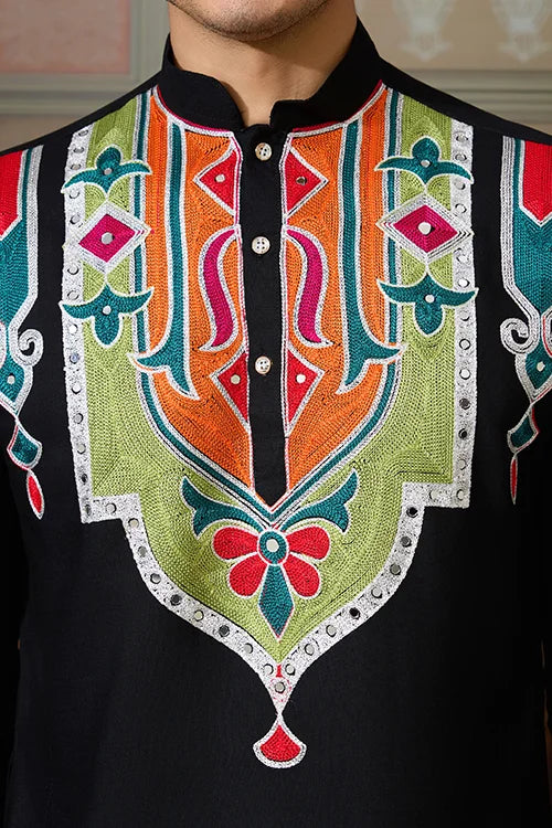 Black Trending Designer Festival Wear Men’s Kurta