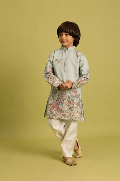 Trendy Pista Color Vantara Designer Kids Kurta Set