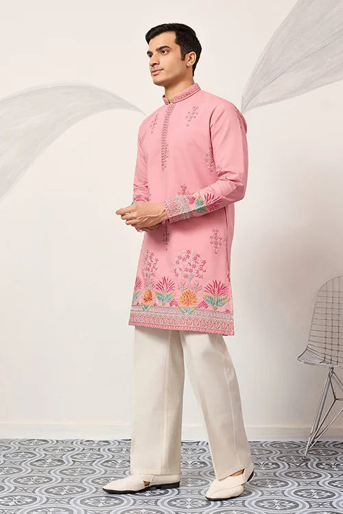 New Stylish Trendy Pink Color Kurta For Mens Wear