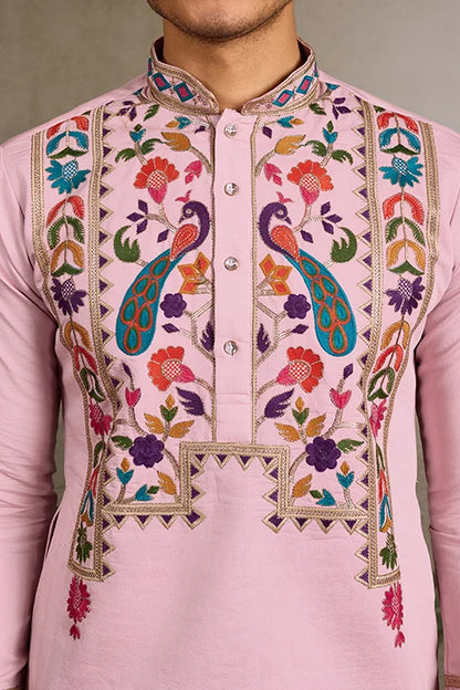 Pink Stylish Traditional Kurta for Mens Wear