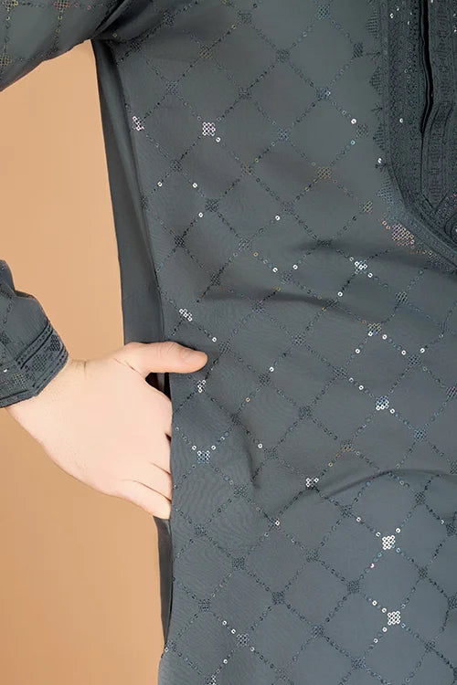 Gray Latest Branded Kurta For Mens Wear
