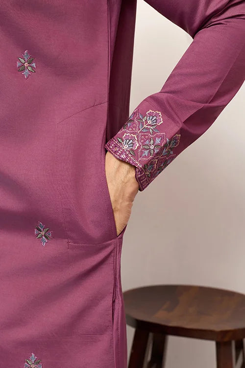 Trendy Pink Color Kurta With Dupatta For Mens Wear