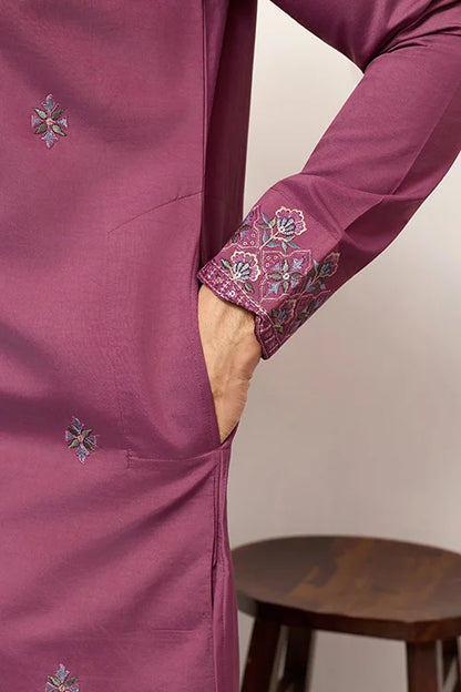Trendy Pink Color Kurta With Dupatta For Mens Wear