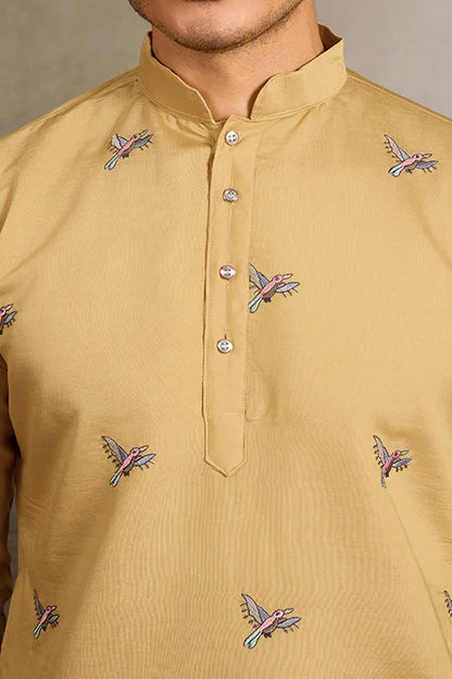 Haldi Ceremony Special Yellow Embroidered Kurta for Men