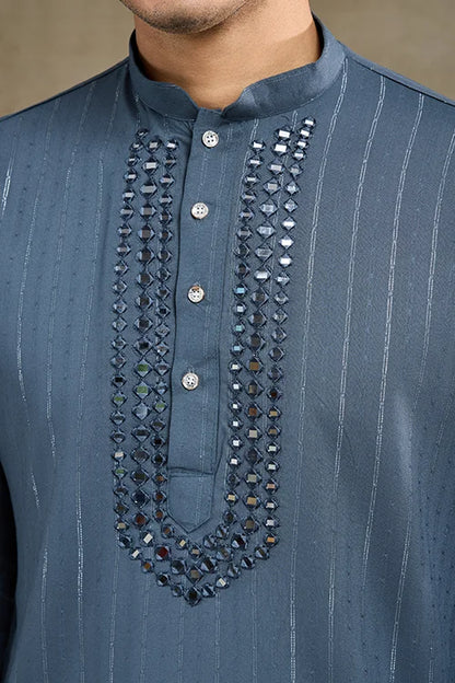 Festive Blue Grey Ultimate Guide To Menswear Kurta & Dupatta