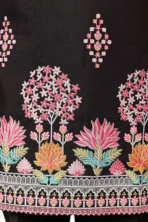 Ethnic Speical Classic Black Embroidered Kurta For Mens