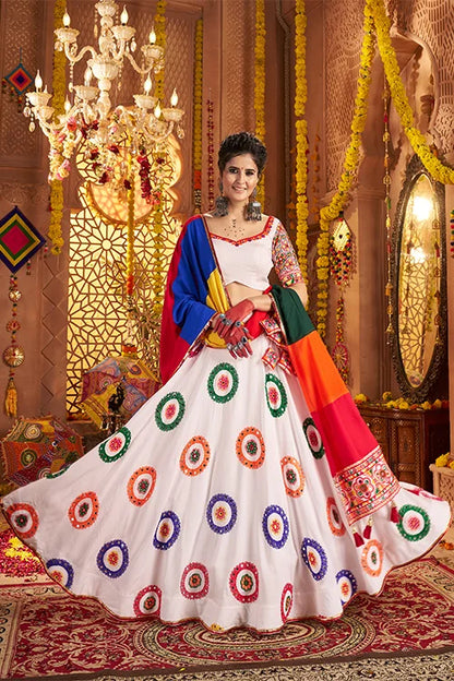 Vibrant White Best Chaniya Choli For Navratri Garba