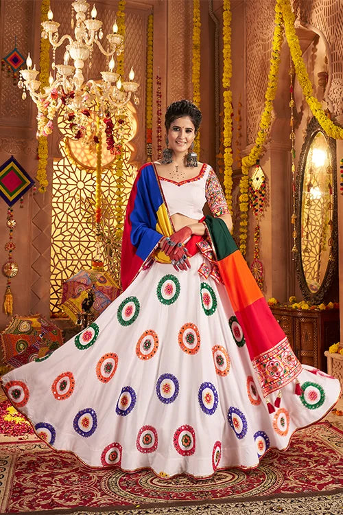 Vibrant White Best Chaniya Choli For Navratri Garba