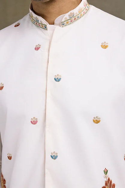 Designer White Kurta With Embroidered Koti – Elegant Style