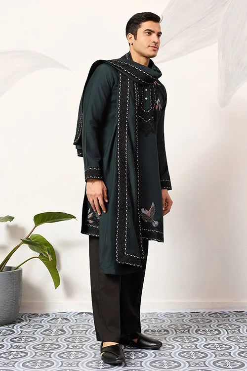 The Ultimate Designer Green Kurta With Dupatta For Mens Wear