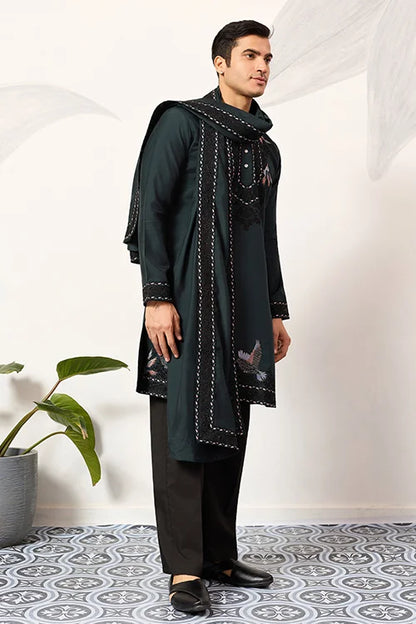 The Ultimate Designer Green Kurta With Dupatta For Mens Wear