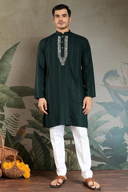 Traditional Green Kurta with Dupatta for Mens Wear