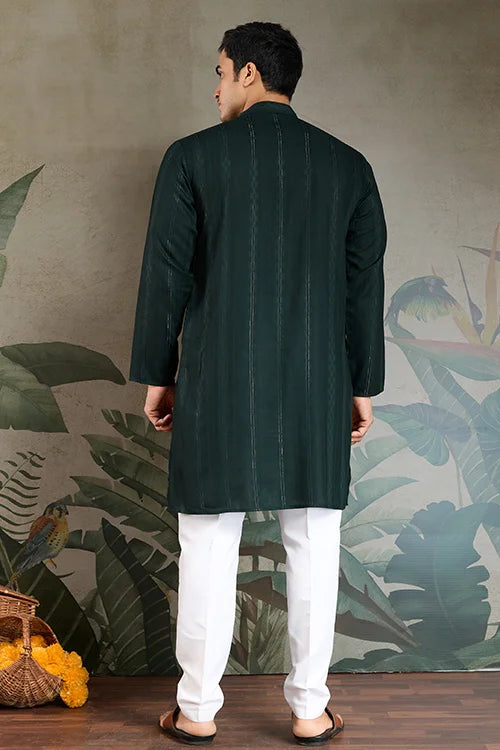 Traditional Green Kurta with Dupatta for Mens Wear