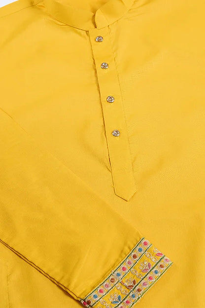 Designer Yellow Cotton Kurta With Koti Jacket Online