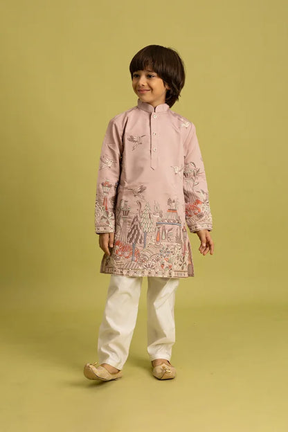 Premium Peach Color Vantara Style Boys Kurta with Pajama
