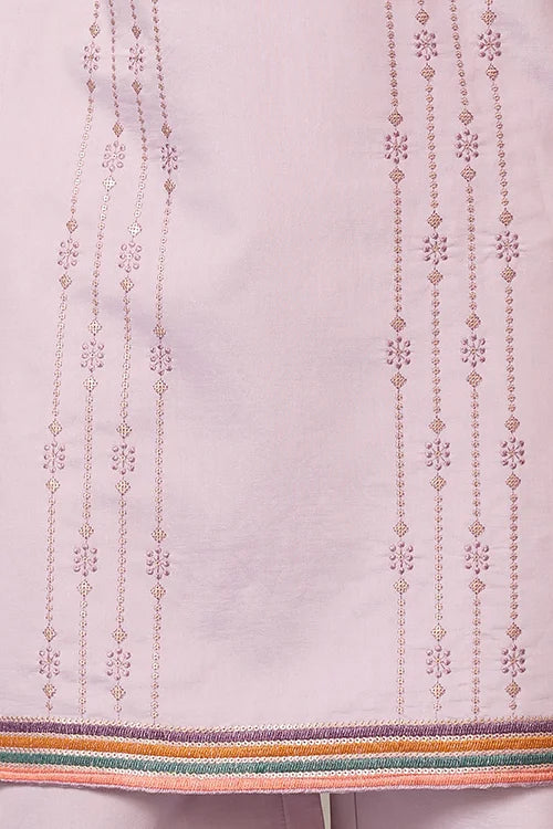 Royal Look Lavender V Neck Kurta Pant For Mens Wear