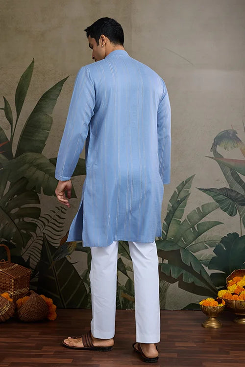 Light Blue Mirror Work Kurta – Elegant & Stylish