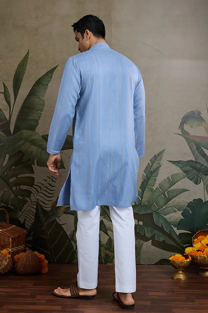 Light Blue Mirror Work Kurta – Elegant & Stylish