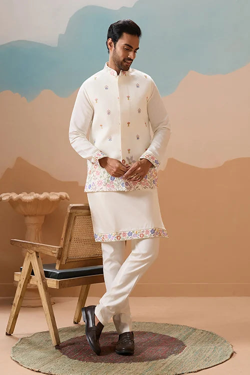 Traditional Mens Wear Kurta Koti Pant Outfit for Weddings