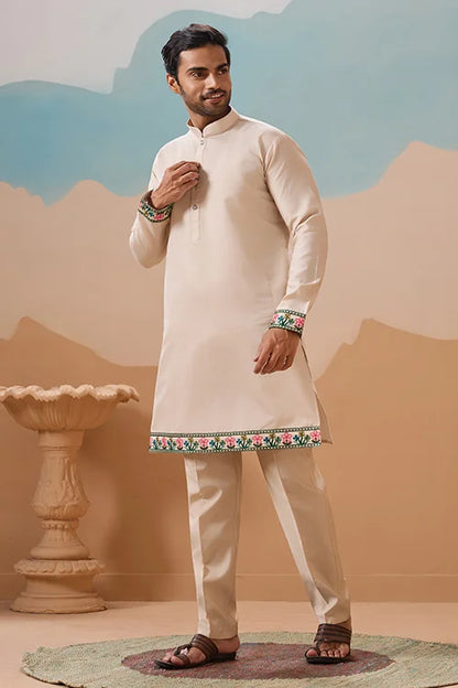 Latest Beige Color Koti Kurta Set for Mens Wear Collection