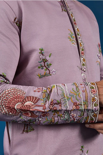 Heavy Embroidered Dusty Pink Kurta for Men
