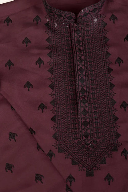 Designer Maroon Viscose Silk Kurta For Men Online