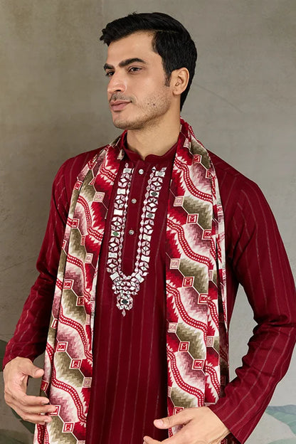 Designer Red Kurta with Dupatta for Festive Look