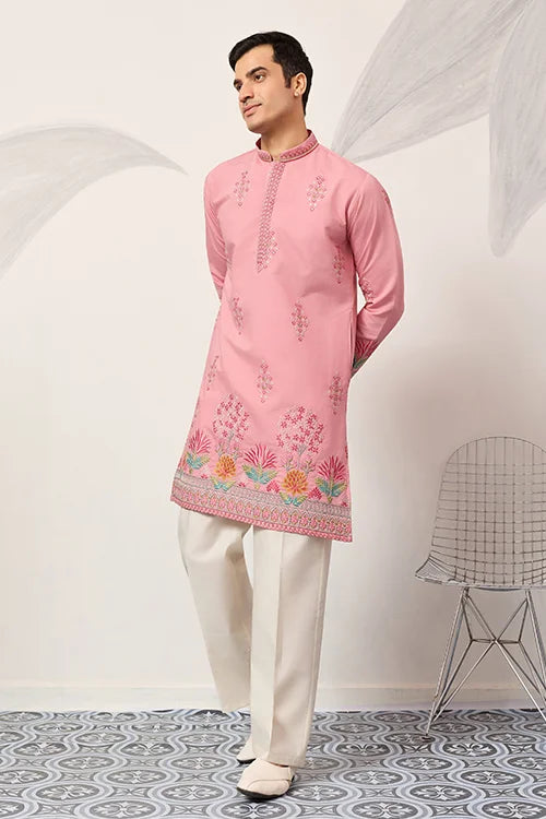 New Stylish Trendy Pink Color Kurta For Mens Wear
