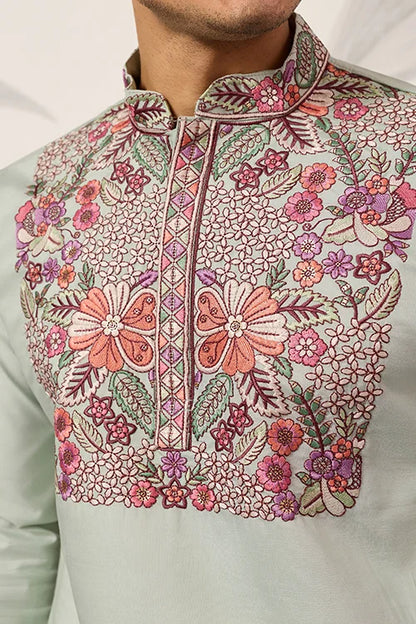 Pista Green Kurta Pant Set For Wedding & Festive Wear