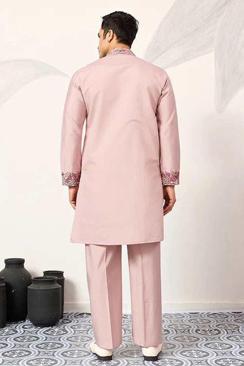 Stylish Dusty Pink Kurta Pant Set For Festive Occasions